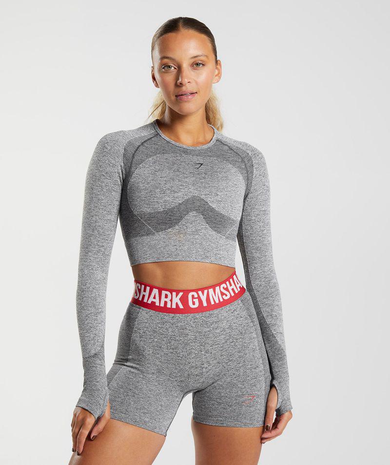 Gymshark Flex Long Sleeve Crop Felsők Női Szürke  Hungary |  YAIVB-2067