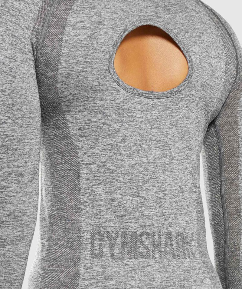 Gymshark Flex Long Sleeve Top Pulóverek Női Szürke  Hungary |  XVTHB-4613