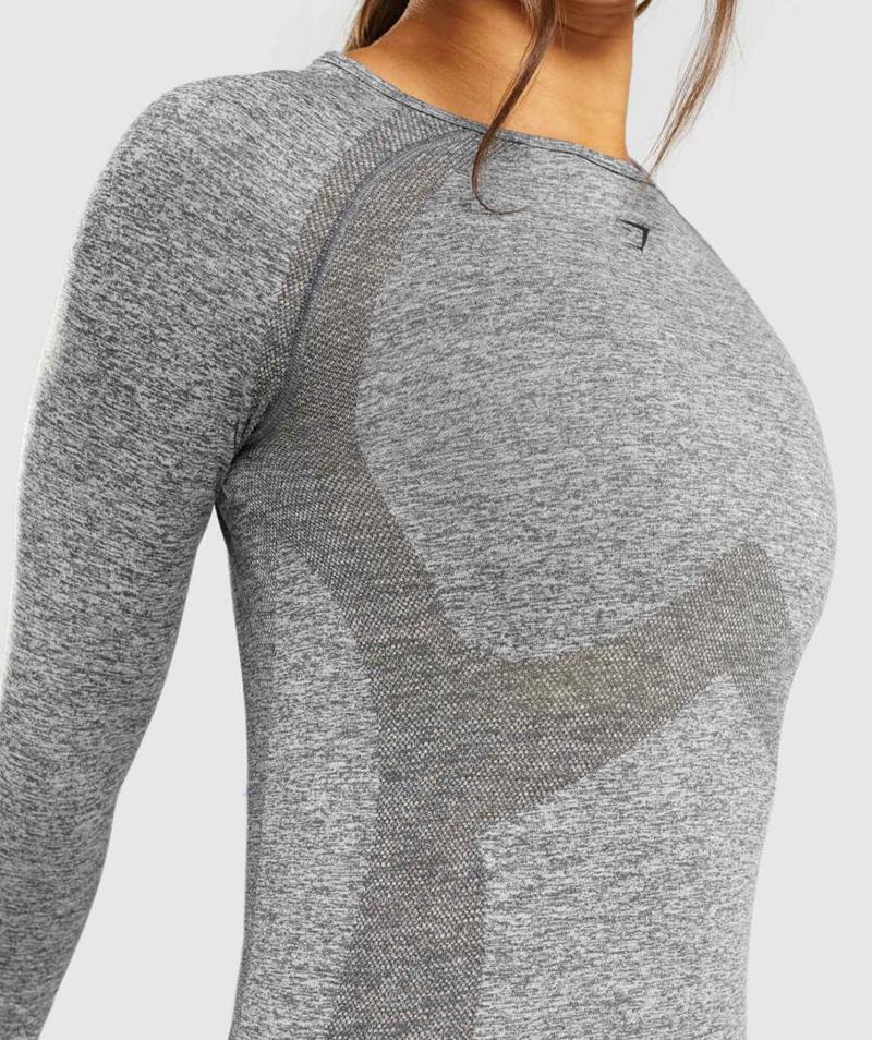 Gymshark Flex Long Sleeve Top Pulóverek Női Szürke  Hungary |  XVTHB-4613