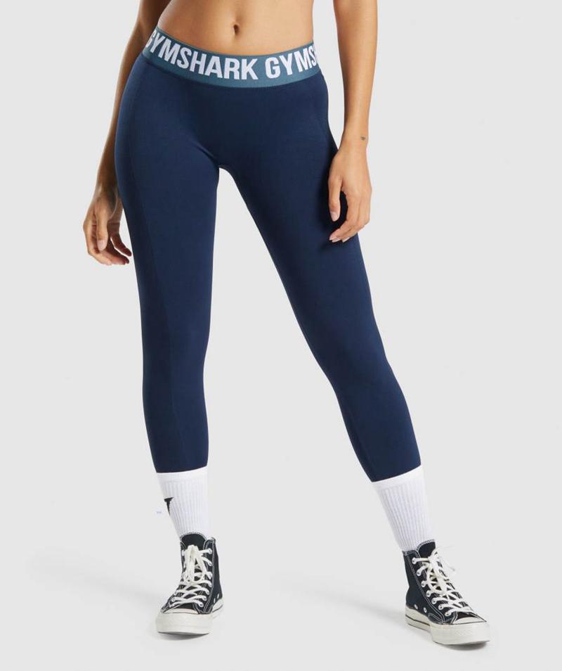 Gymshark Flex Low Rise Leggings Női Sötétkék  Hungary |  ELXTG-7469