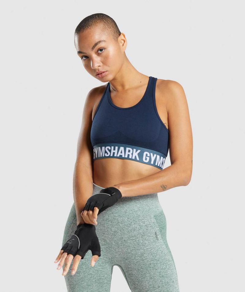 Gymshark Flex Sportmelltartó Női Sötétkék  Hungary |  FHENC-3849