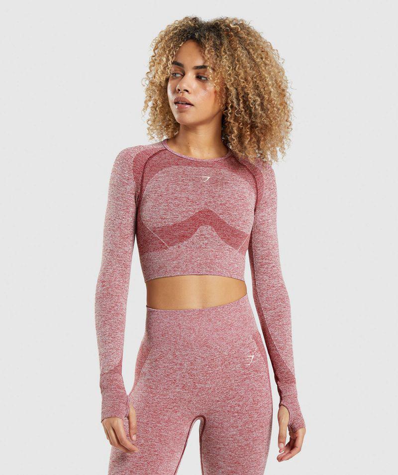 Gymshark Flex Sports Long Sleeve Crop Felsők Női Bordó  Hungary |  PAYLO-5869