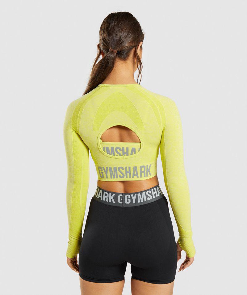 Gymshark Flex Sports Long Sleeve Crop Felsők Női Sárga  Hungary |  QDHJN-7319