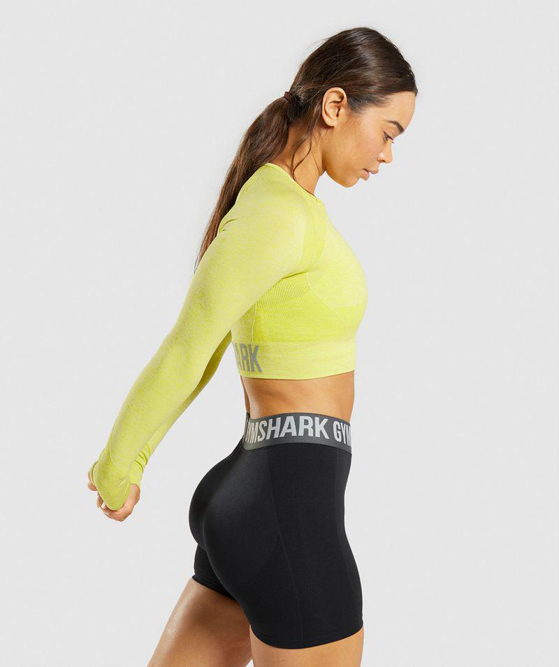 Gymshark Flex Sports Long Sleeve Crop Felsők Női Sárga  Hungary |  QDHJN-7319