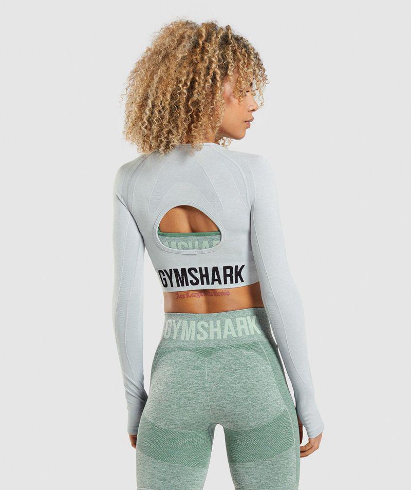 Gymshark Flex Sports Long Sleeve Crop Felsők Női Világos Szürke  Hungary |  THWIL-9582