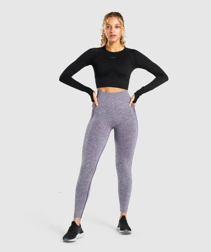 Gymshark Flex Sports Long Sleeve Vágott Felsők Női Mélyszürke Fekete  Hungary |  KDHXV-0423