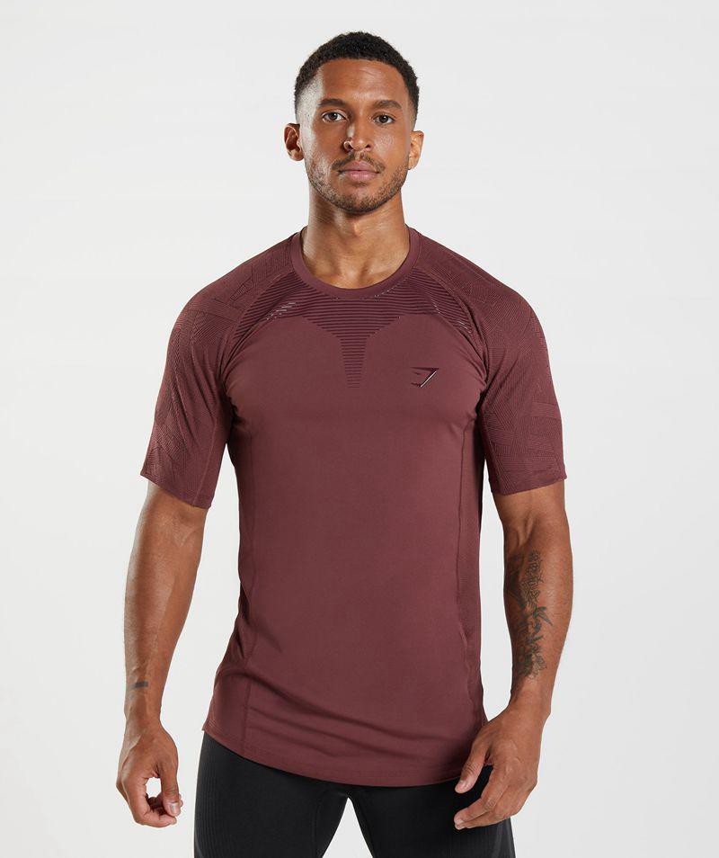 Gymshark Form T-Shirts Férfi Bordó  Hungary |  CXVZQ-6173