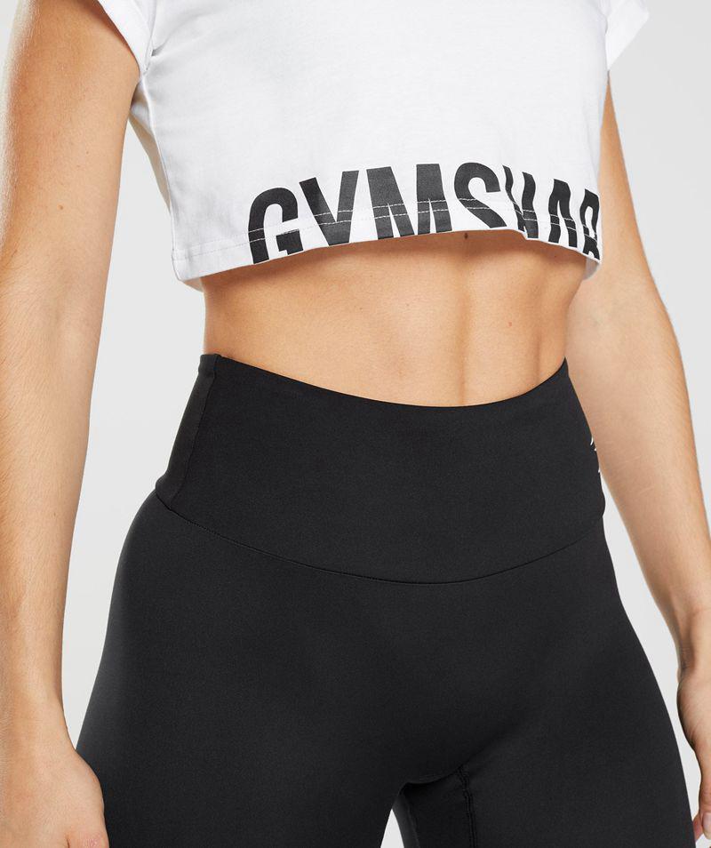 Gymshark Fraction Crop Felsők Női Fehér  Hungary |  HPIFU-8071