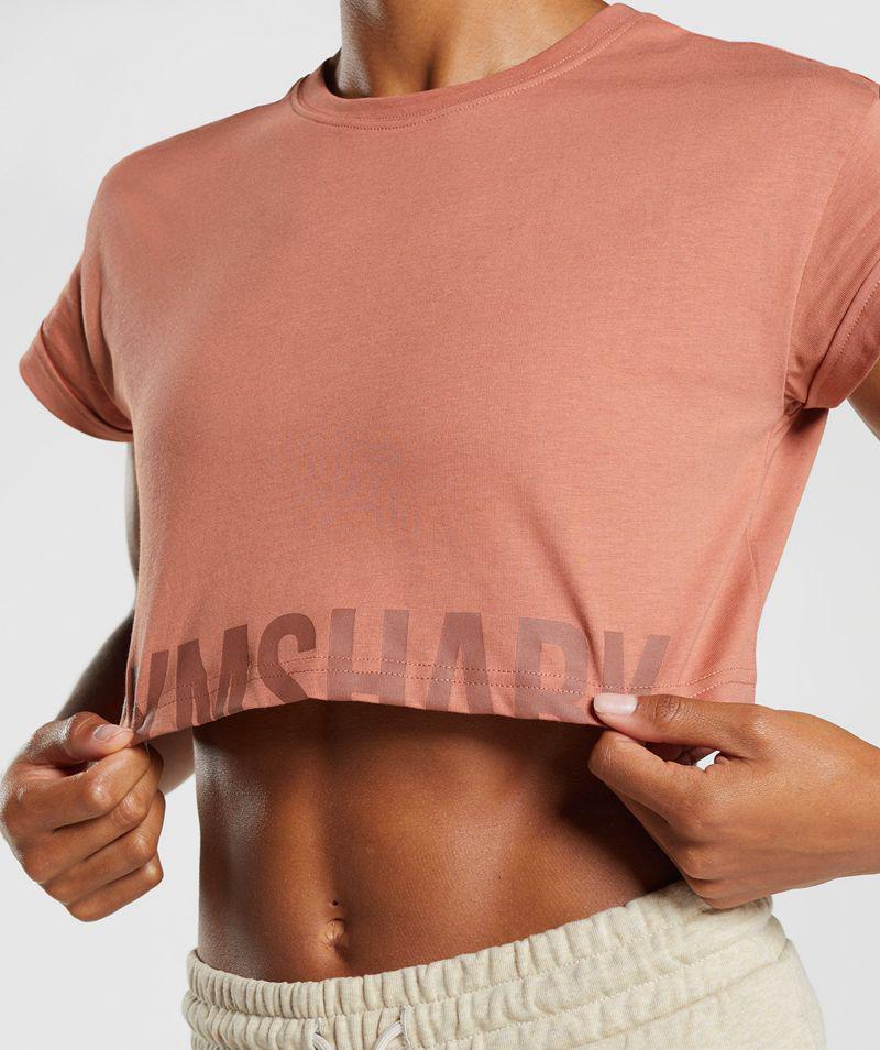 Gymshark Fraction Crop Felsők Női Korall  Hungary |  RZYGO-3470