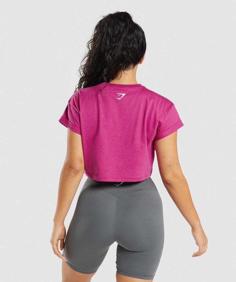 Gymshark Fraction Crop Felsők Női Rózsaszín  Hungary |  CMUKI-1027