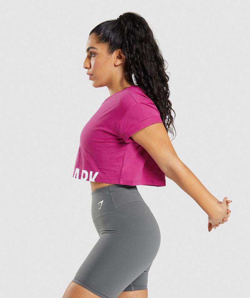 Gymshark Fraction Crop Felsők Női Rózsaszín  Hungary |  CMUKI-1027