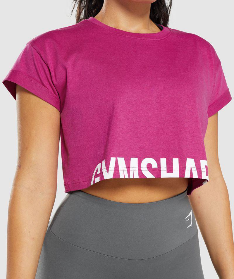 Gymshark Fraction Crop Felsők Női Rózsaszín  Hungary |  CMUKI-1027