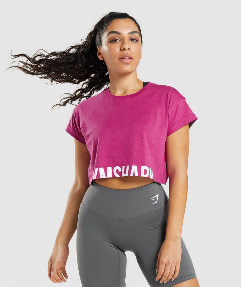 Gymshark Fraction Crop Felsők Női Rózsaszín  Hungary |  CMUKI-1027