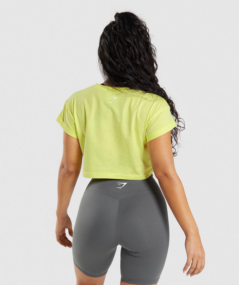 Gymshark Fraction Crop Felsők Női Sárga  Hungary |  NTOKJ-4621