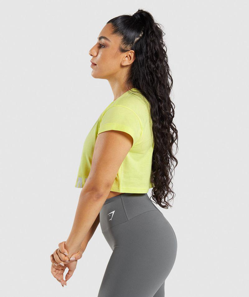 Gymshark Fraction Crop Felsők Női Sárga  Hungary |  NTOKJ-4621