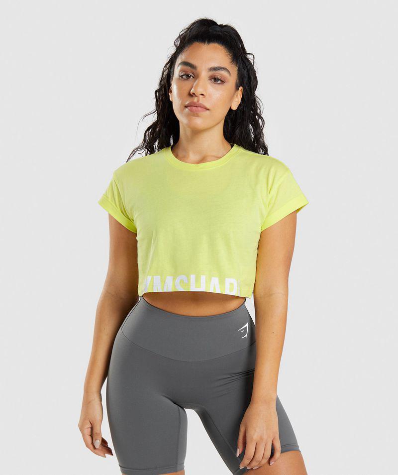 Gymshark Fraction Crop Felsők Női Sárga  Hungary |  NTOKJ-4621