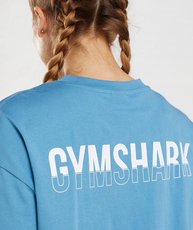 Gymshark Fraction Oversized T-Shirts Női Kék  Hungary |  BGAEW-4615