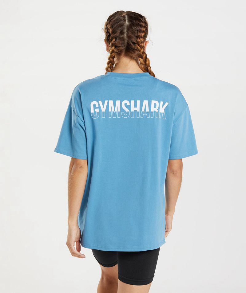 Gymshark Fraction Oversized T-Shirts Női Kék  Hungary |  BGAEW-4615