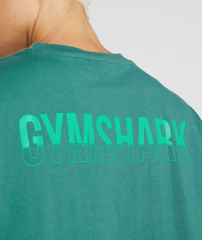 Gymshark Fraction Oversized T-Shirts Női Zöld  Hungary |  CTJEZ-5738