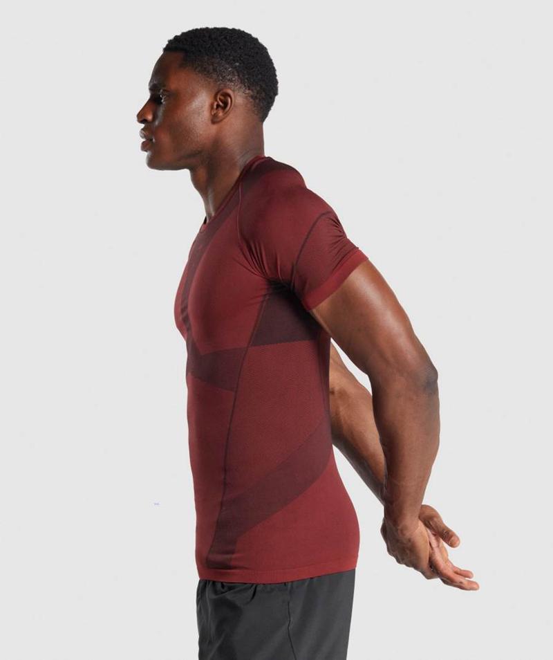 Gymshark Free Force Seamless T-Shirts Férfi Bordó  Hungary |  MYGEK-0875