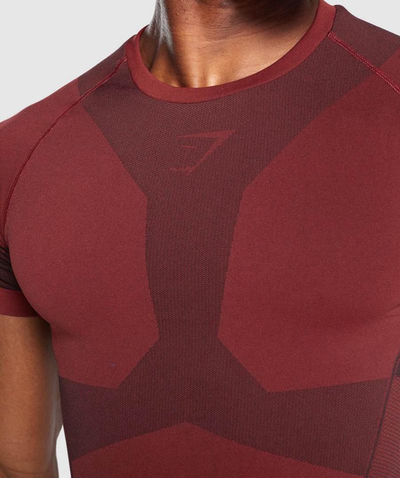 Gymshark Free Force Seamless T-Shirts Férfi Bordó  Hungary |  MYGEK-0875