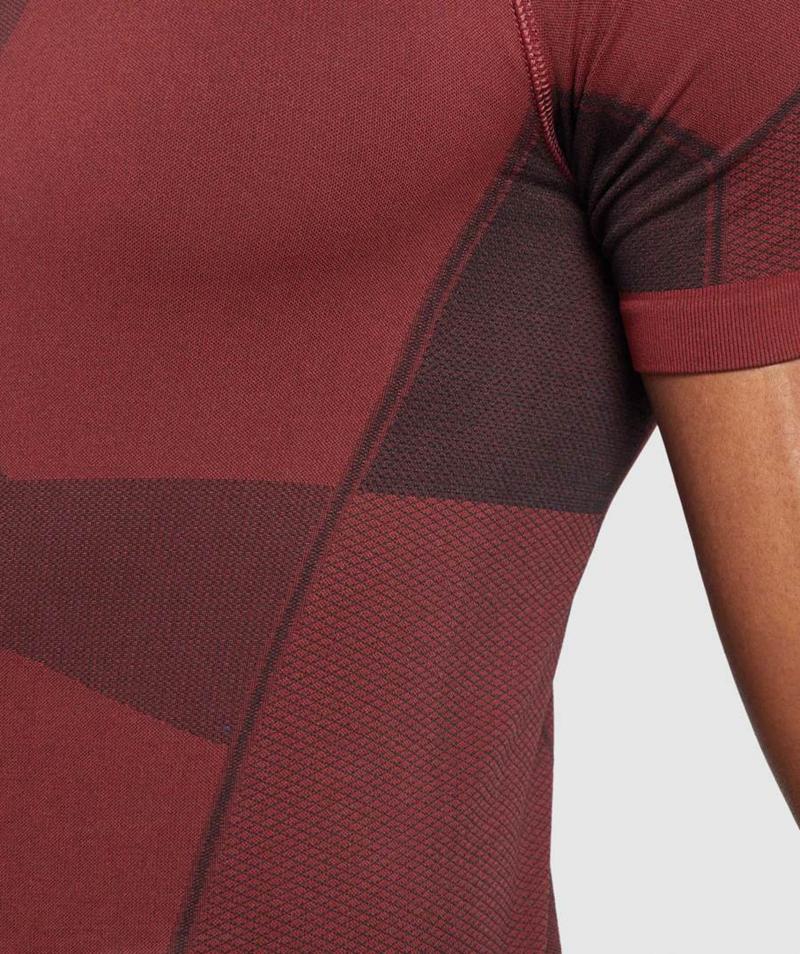 Gymshark Free Force Seamless T-Shirts Férfi Bordó  Hungary |  MYGEK-0875