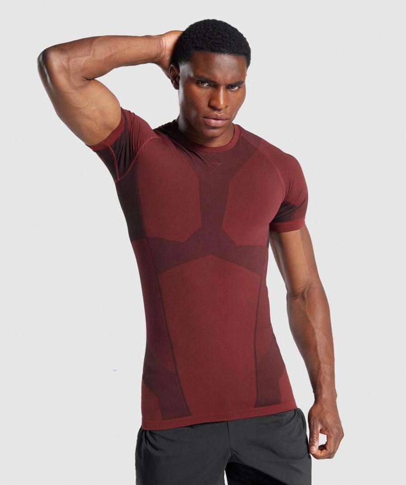 Gymshark Free Force Seamless T-Shirts Férfi Bordó  Hungary |  MYGEK-0875