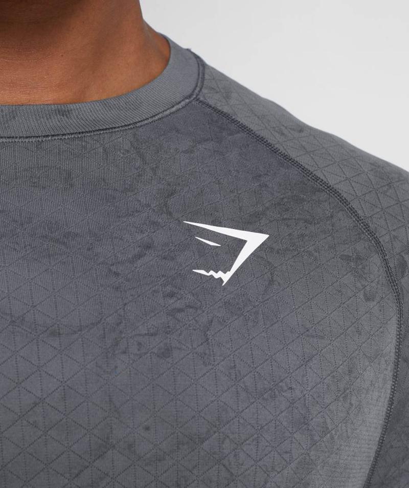 Gymshark Geo Seamless Long Sleeve Pulóverek Férfi Szürke Fekete Szürke  Hungary |  ITKBA-8739