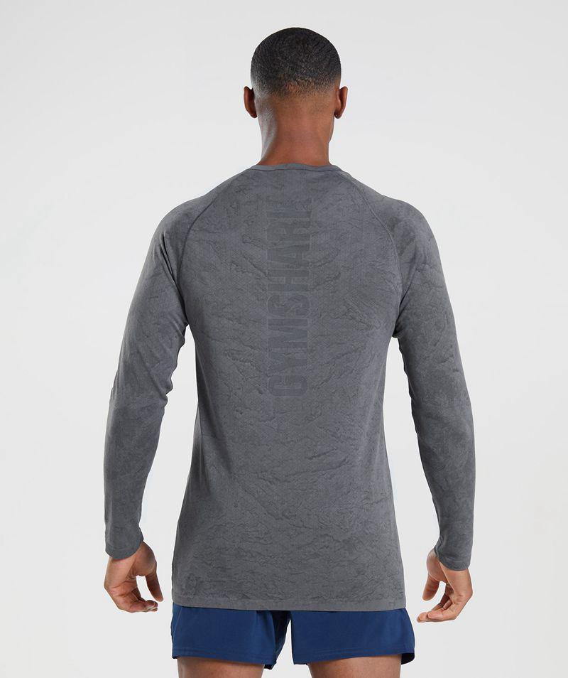 Gymshark Geo Seamless Long Sleeve T-Shirts Férfi Szürke  Hungary |  PXSKU-9458