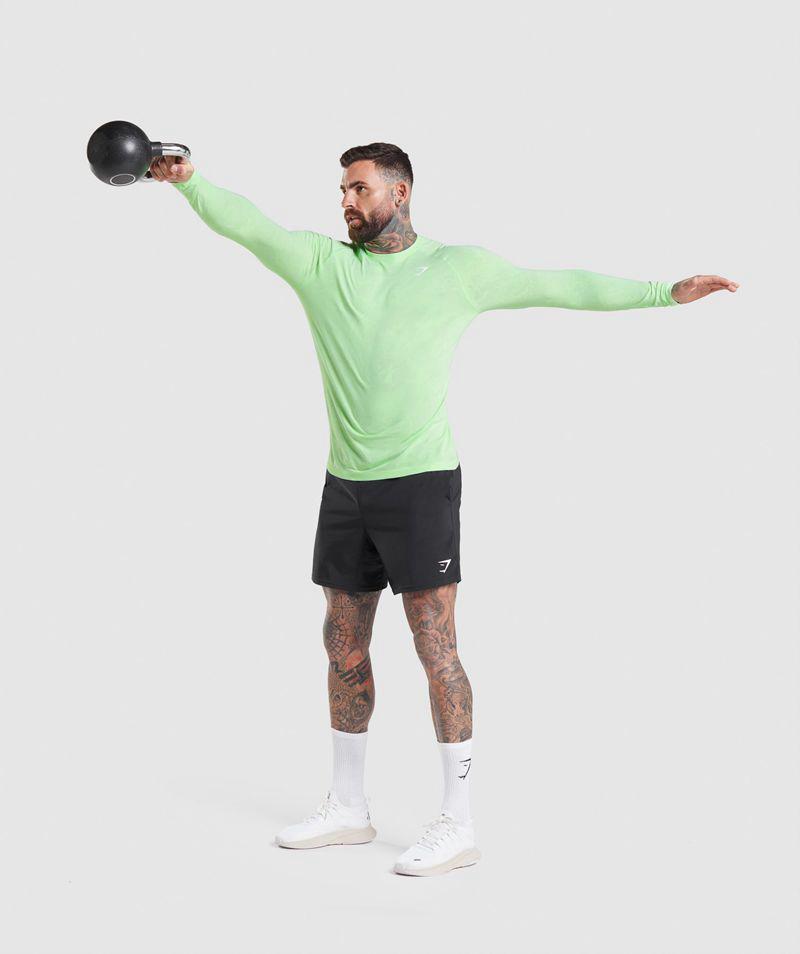 Gymshark Geo Seamless Long Sleeve T-Shirts Férfi Zöld  Hungary |  TEDKH-6451