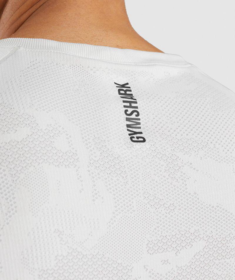 Gymshark Geo Seamless T-Shirts Férfi Fehér Világos Szürke  Hungary |  DYQXB-1389