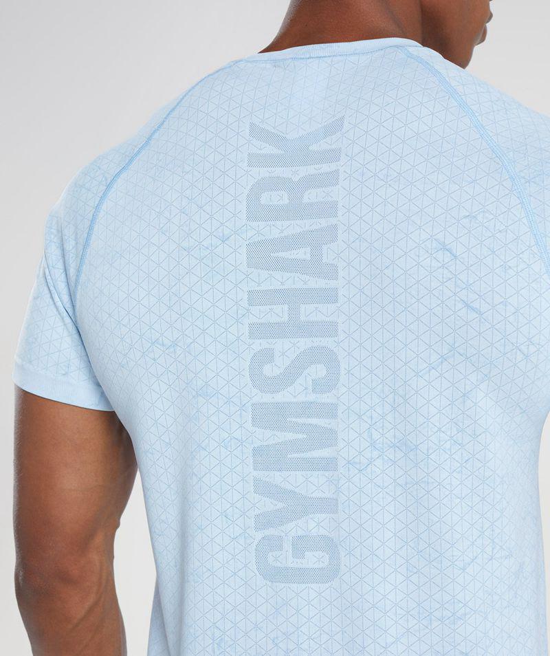 Gymshark Geo Seamless T-Shirts Férfi Kék  Hungary |  SDIZU-2510