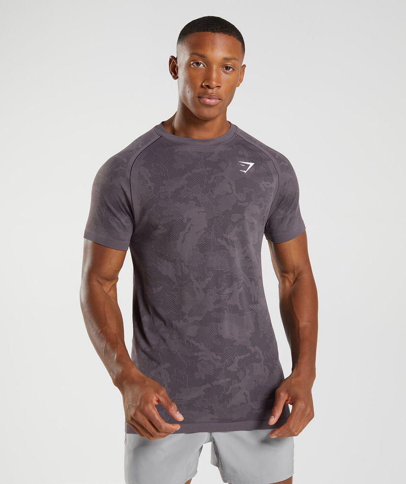 Gymshark Geo Seamless T-Shirts Férfi Lila  Hungary |  ZHIGS-9635