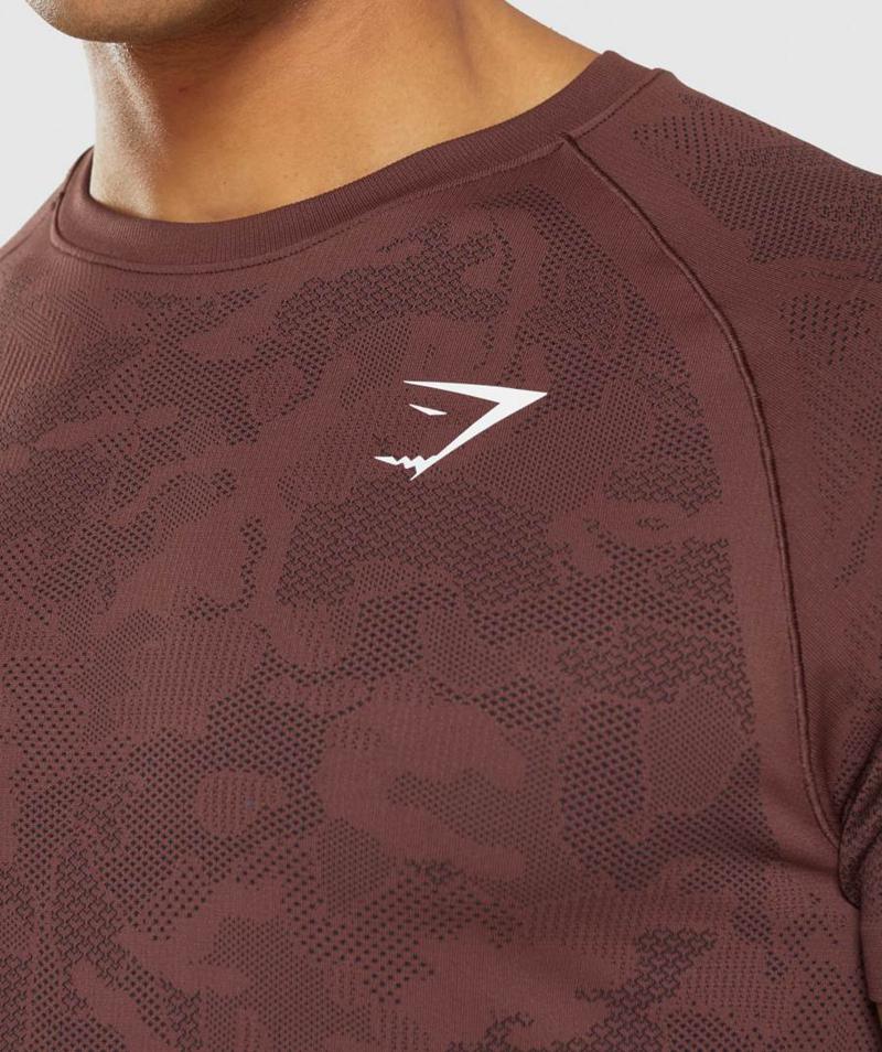 Gymshark Geo Seamless T-Shirts Férfi Rózsaszín Fekete Barna  Hungary |  ZSCAL-5142