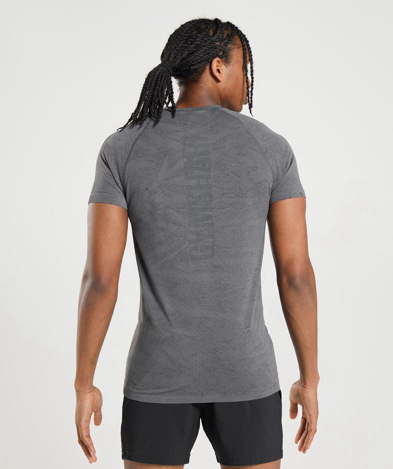 Gymshark Geo Seamless T-Shirts Férfi Szürke  Hungary |  FCMAJ-6275