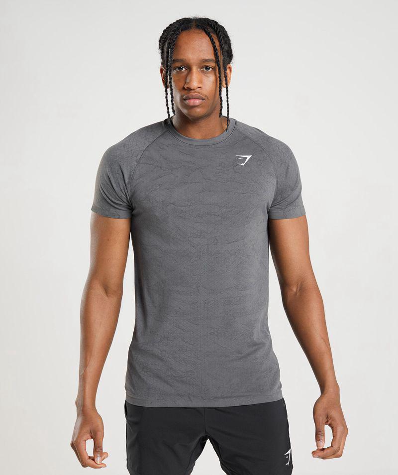 Gymshark Geo Seamless T-Shirts Férfi Szürke  Hungary |  FCMAJ-6275