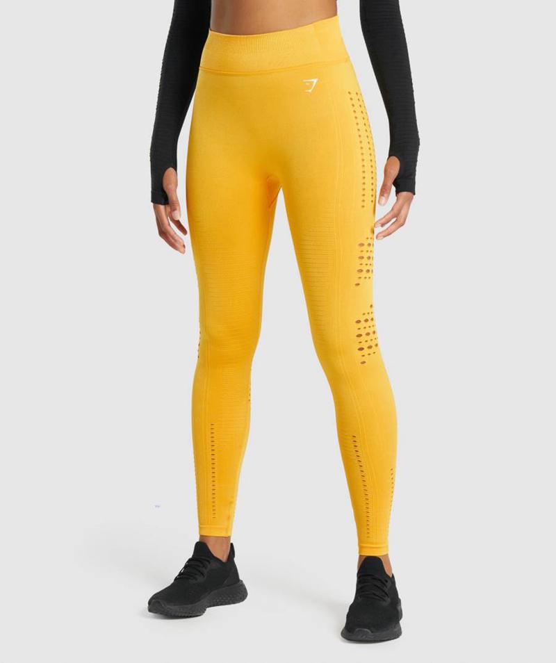 Gymshark Glow Seamless Leggings Női Sárga  Hungary |  OYRPQ-2495