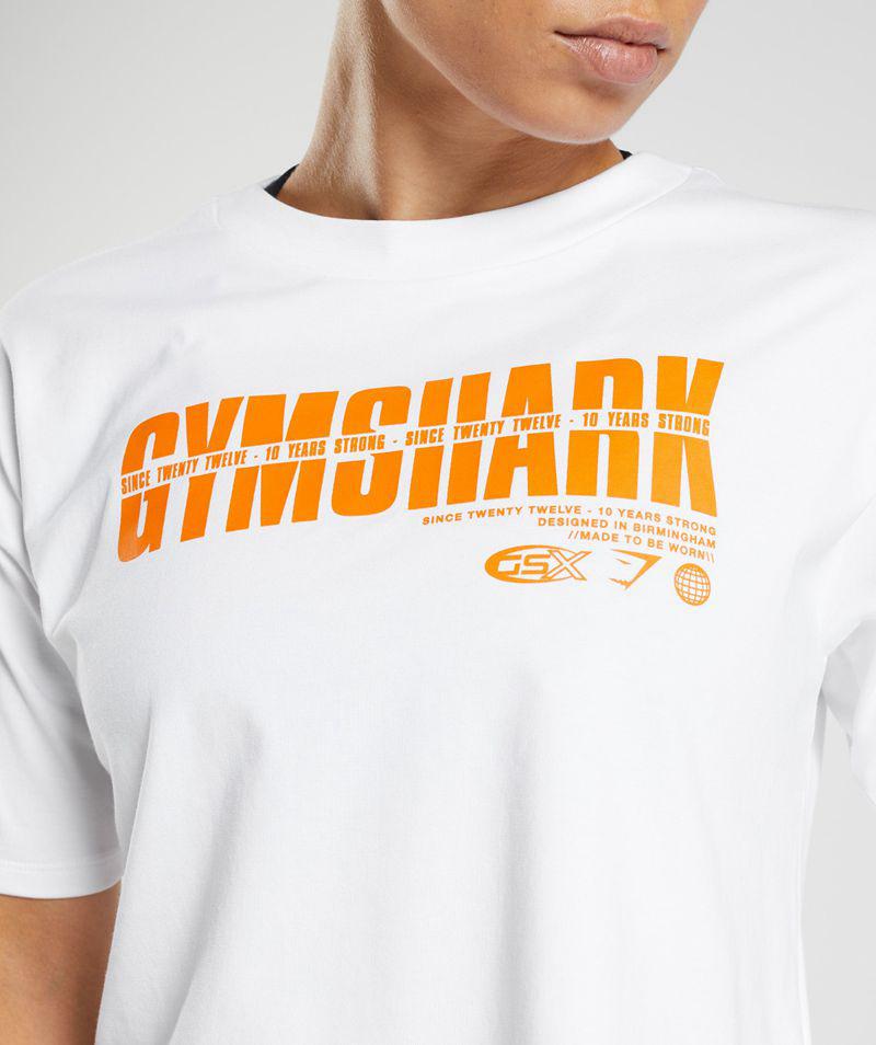 Gymshark Gs10 Year Midi Felsők Női Fehér  Hungary |  NZJWC-5214