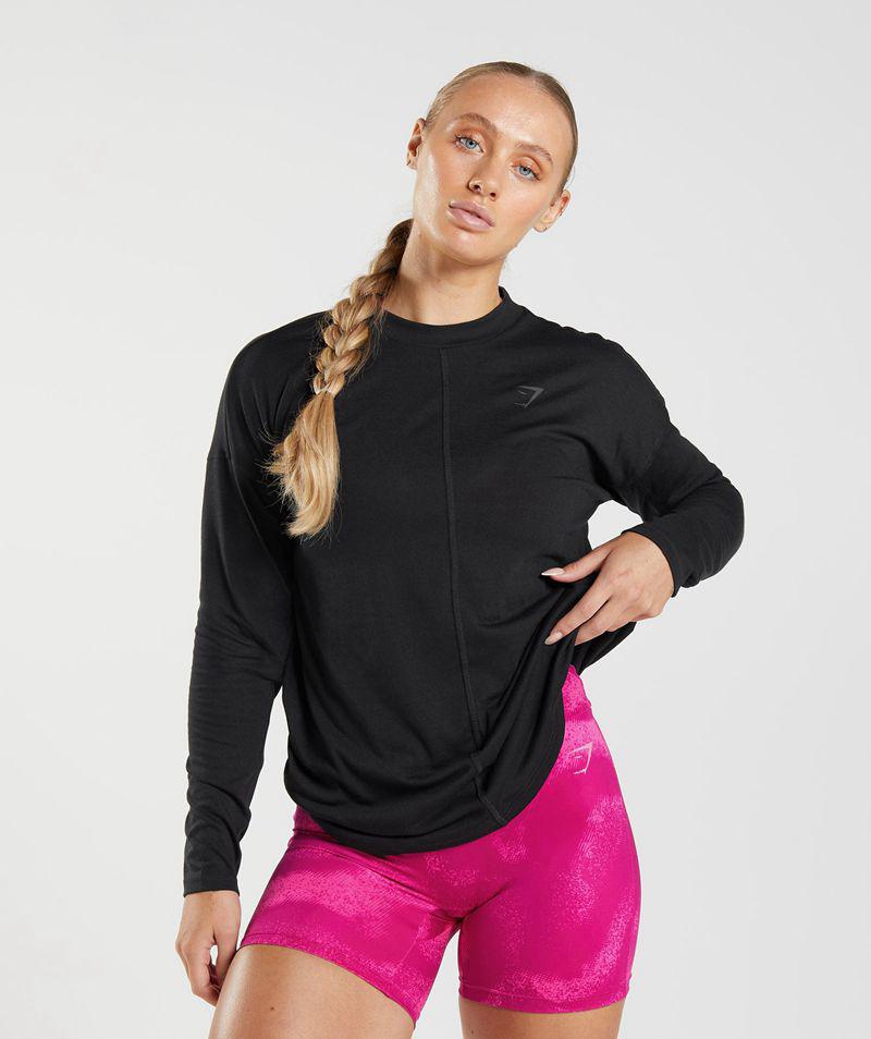 Gymshark Gs Power Long Sleeve T-Shirts Női Fekete  Hungary |  VSYHM-4125