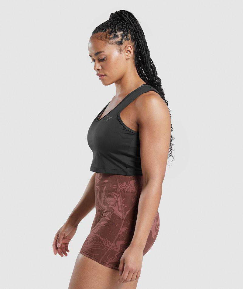 Gymshark Gs Power Open Back Cropped Ujjatlan Póló Női Fekete  Hungary |  KNHLG-7183