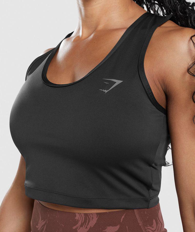 Gymshark Gs Power Open Back Cropped Ujjatlan Póló Női Fekete  Hungary |  KNHLG-7183