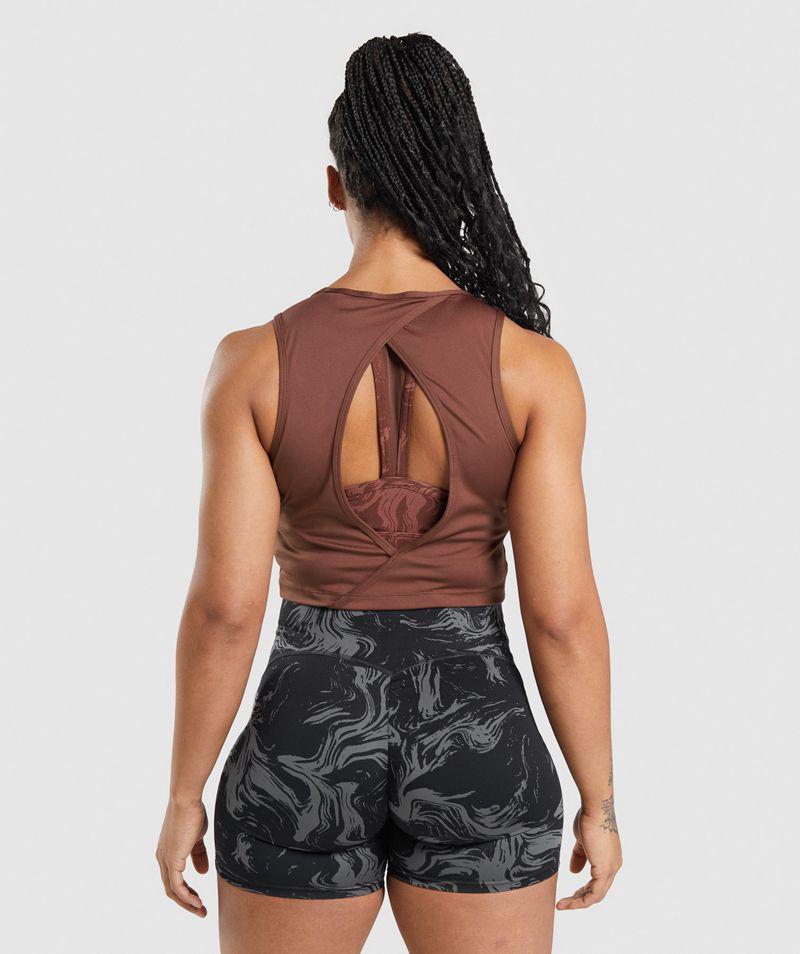 Gymshark Gs Power Open Back Cropped Ujjatlan Póló Női Bordó  Hungary |  XCZMI-7694