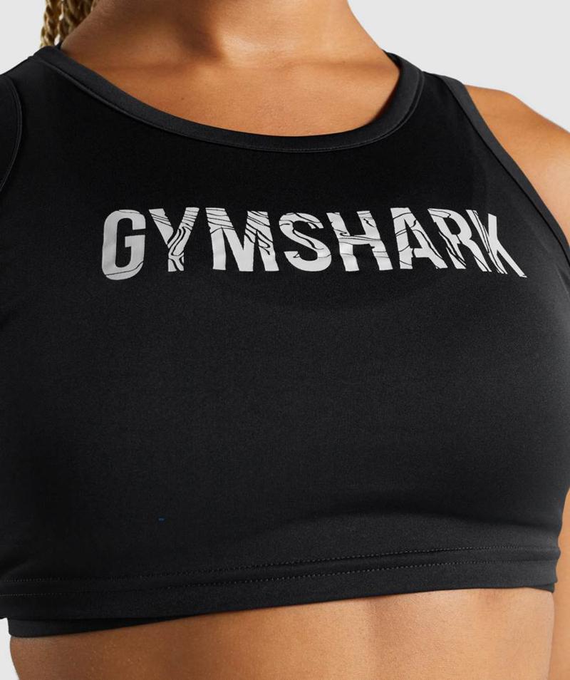 Gymshark Gs Power Vágott Felsők Női Fekete  Hungary |  XSWYZ-5742