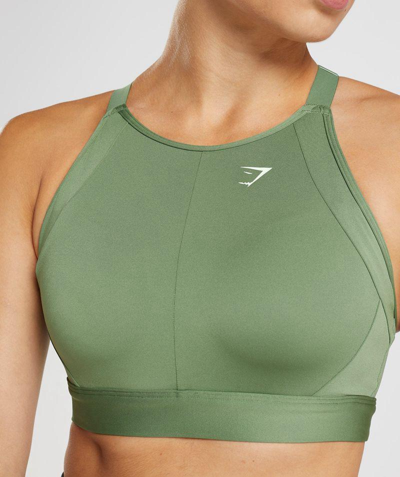 Gymshark High Neck High Support Sportmelltartó Női Zöld  Hungary |  IXPMU-6832