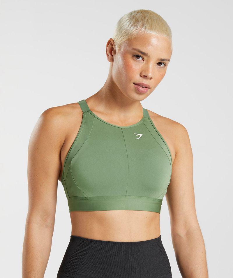 Gymshark High Neck High Support Sportmelltartó Női Zöld  Hungary |  IXPMU-6832