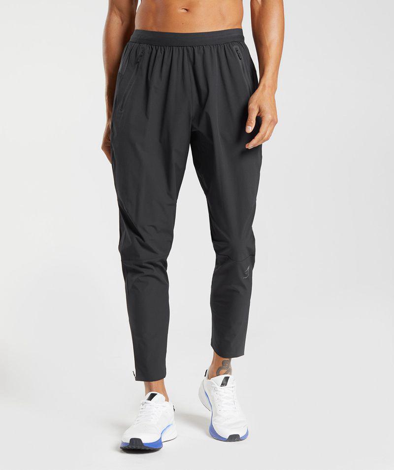 Gymshark Hybrid Woven Jogger Nadrág Férfi Fekete  Hungary |  PEANQ-1329