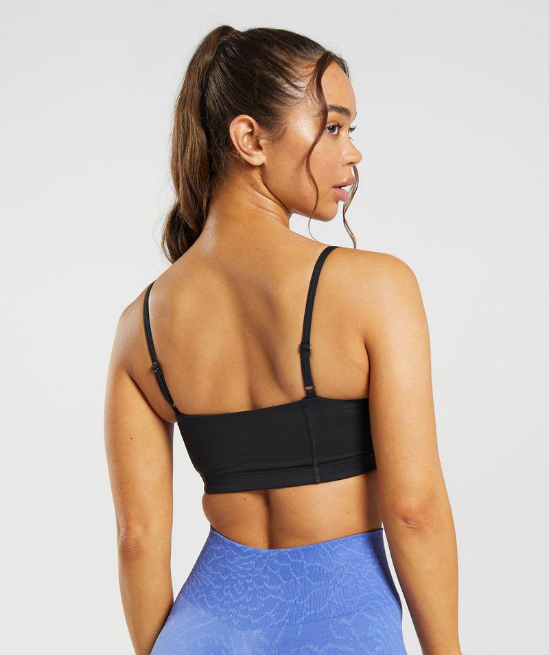 Gymshark Legacy Bandeau Sportmelltartó Női Fekete  Hungary |  GOURP-0239