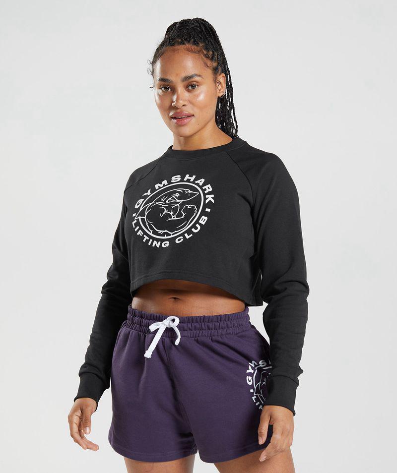 Gymshark Legacy Cropped Pulóverek Női Fekete  Hungary |  LWFGS-3057