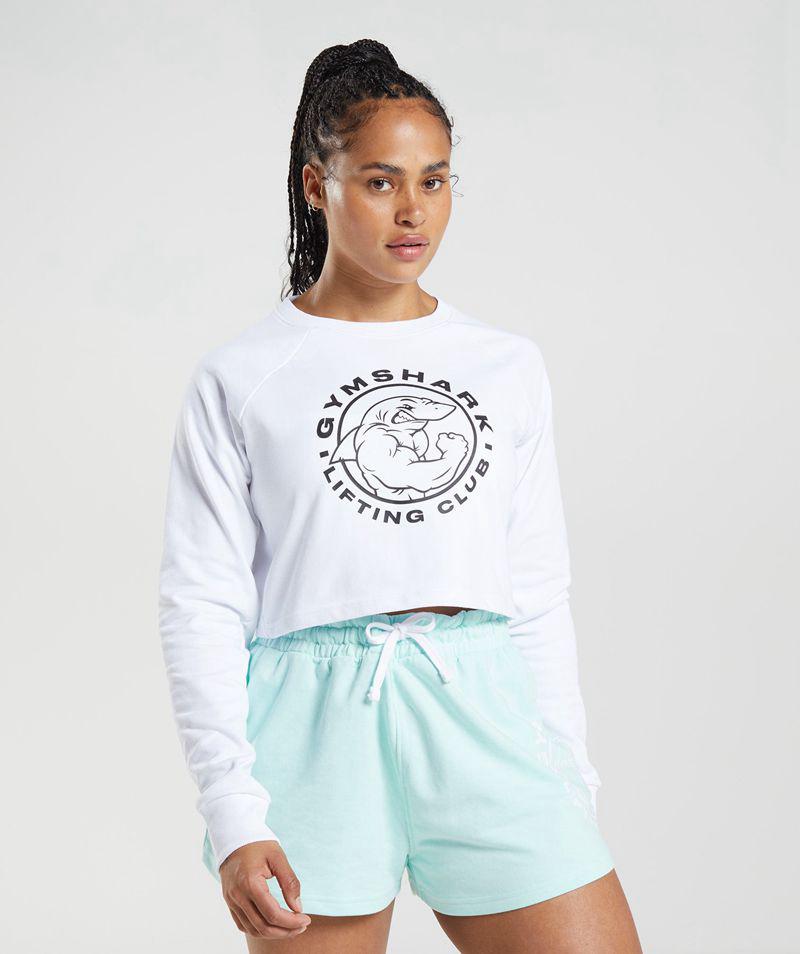 Gymshark Legacy Cropped Pulóverek Női Fehér  Hungary |  MQTZV-8269