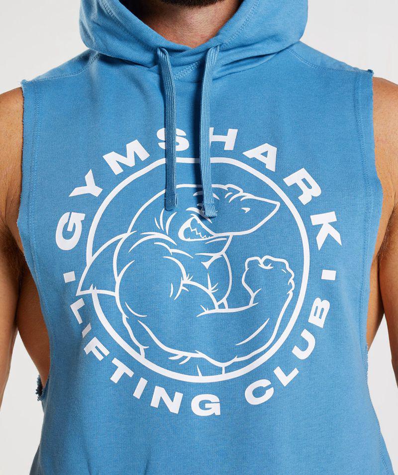 Gymshark Legacy Drop Arm Kapucnis Pulóver Férfi Kék  Hungary |  LQMNC-7452